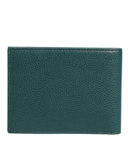 Dolce & Gabbana Green Leather DG Logo Plaque Bifold Men Card Holder Wallet
