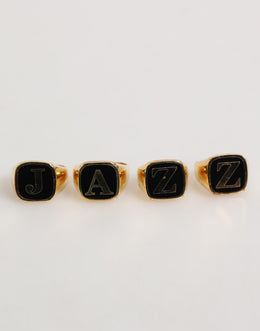 Dolce & Gabbana Gold Tone Brass JAZZ Letter Set 4 Pieces Adjustable Ring