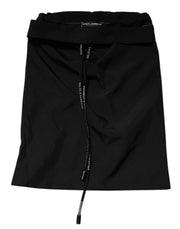 Dolce & Gabbana Black Green Logo Waistband Beachwear Short Swimwear