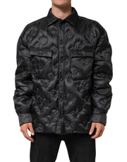 Dolce & Gabbana Black Quilted DG Logo Nylon Puffer Jacket