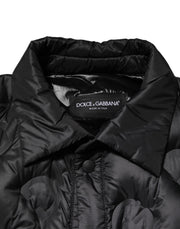 Dolce & Gabbana Black Quilted DG Logo Nylon Puffer Jacket
