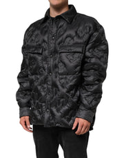 Dolce & Gabbana Black Quilted DG Logo Nylon Puffer Jacket