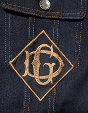 Dolce & Gabbana Indigo Blue Denim Slim Fit Logo Patch Jacket