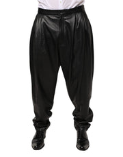 Dolce & Gabbana Black Lamb Leather Trousers Men Pants
