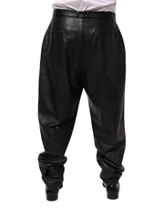 Dolce & Gabbana Black Lamb Leather Trousers Men Pants