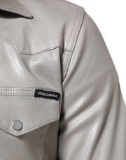 Dolce & Gabbana Metallic Gray Cotton Button Down Men Shirt