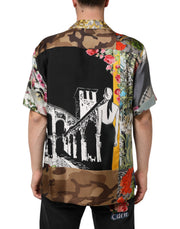 Dolce & Gabbana Multicolor Silk Opera Print Men Casual Shirt