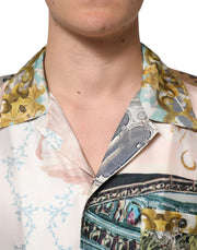 Dolce & Gabbana Multicolor Silk Opera Print Men Casual Shirt