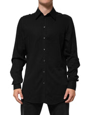 Dolce & Gabbana Black Viscose Long Sleeve Formal Dress Shirt