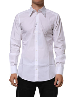 Dolce & Gabbana White Cotton Slim Fit Dress Formal Men Shirt