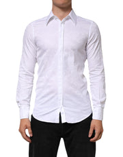 Dolce & Gabbana White Cotton MARTINI Paisley Jacquard Shirt