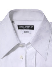 Dolce & Gabbana White Cotton MARTINI Paisley Jacquard Shirt