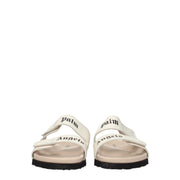 Palm Angels Beige Leather Slippers