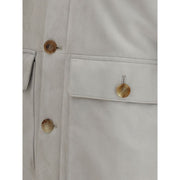 Brunello Cucinelli Gray Leather Jacket