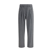 Brunello Cucinelli Gray Fleece Wool Casual Pants