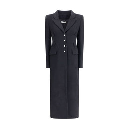 Alessandra Rich Black Fleece Wool Coat