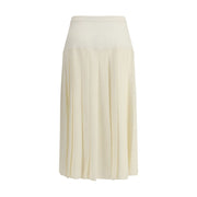 Alessandra Rich White Fleece Wool Midi Skirt