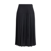 Alessandra Rich Black Fleece Wool Midi Skirt
