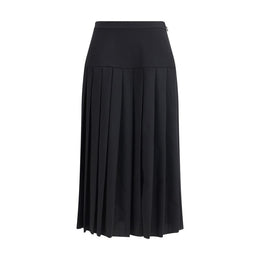 Alessandra Rich Black Fleece Wool Midi Skirt