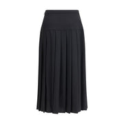 Alessandra Rich Black Fleece Wool Midi Skirt