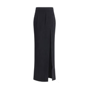 Alessandra Rich Black Fleece Wool Long Skirt