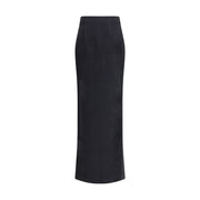 Alessandra Rich Black Fleece Wool Long Skirt