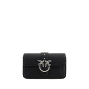 PINKO Black Calf Leather Bos Taurus Shoulder Bag