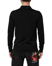 Dolce & Gabbana Black Silk Button Up Lightweight Sweater
