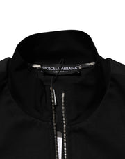 Dolce & Gabbana Black Cotton Logo Full Zip Men Bomber Jacket