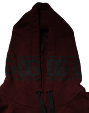 Dolce & Gabbana Burgundy Cotton Plaid Lined Men Hoodie Sweater