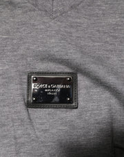Dolce & Gabbana Gray Cotton Tattered Logo Patch Men T-shirt