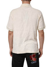 Dolce & Gabbana Ivory Cotton Terry Logo Pocket Polo T-shirt