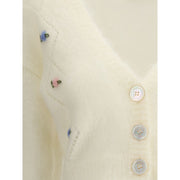Alessandra Rich White Mohair Cardigan