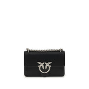 PINKO Black Calf Leather Bos Taurus Shoulder Bag