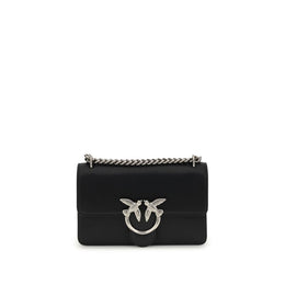 PINKO Black Calf Leather Bos Taurus Shoulder Bag