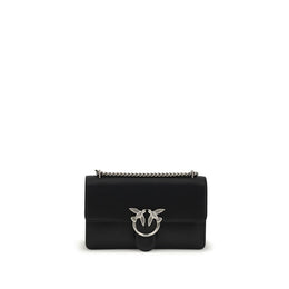 PINKO Black Calf Leather Bos Taurus Shoulder Bag