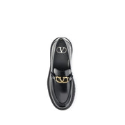 Valentino Garavani Black Leather Slip-On Loafers