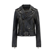 Golden Goose Black Calf Leather Bos Taurus Biker Jacket