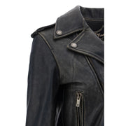 Golden Goose Black Calf Leather Bos Taurus Biker Jacket