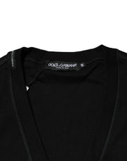 Dolce & Gabbana Black Cotton Button Up Men Cardigan Sweater