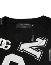 Dolce & Gabbana Black Cotton Letter Print Short Sleeve T-shirt