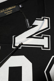 Dolce & Gabbana Black Cotton Letter Print Short Sleeve T-shirt