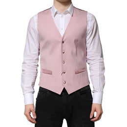 Dolce & Gabbana Pink Wool Dress Formal Men Waistcoat Vest