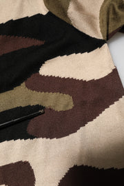 Dolce & Gabbana Camouflage Brown Silk Military Polo T-shirt