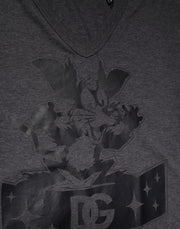 Dolce & Gabbana Black Charcoal DG Logo V-Neck Men T-shirt