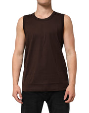 Dolce & Gabbana Brown Cotton Sleeveless Underwear Men Tank Top