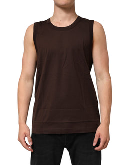 Dolce & Gabbana Brown Cotton Sleeveless Underwear Men Tank Top