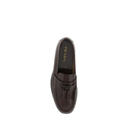 Prada Brown Calf Leather Bos Taurus Slip-On Loafers