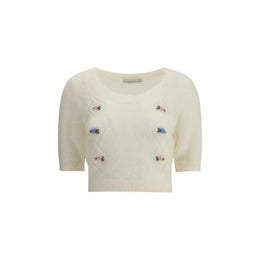 Alessandra Rich White Mohair Sweatshirt