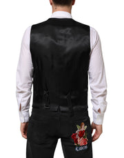 Dolce & Gabbana Black Wool Dress Formal Men Waistcoat Vest